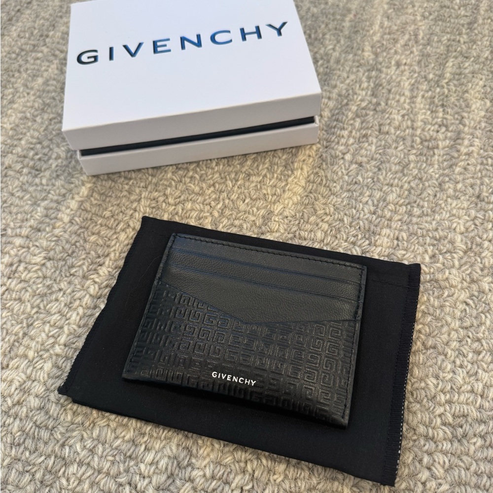 Givenchy Black 4G Embossed Leather Card Holder